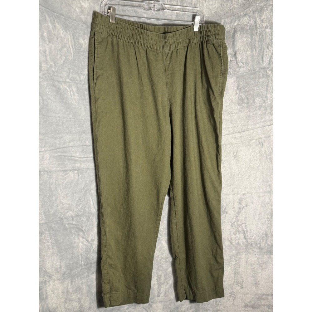 Old Navy Womens XL Olive Green Linen Blend High Rise‎ Straight Leg Comfort Pants